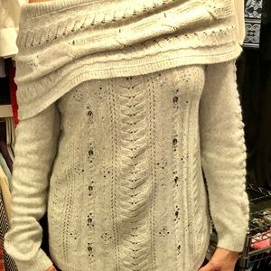 White House Black Market off the shoulder. Embellished. Silver grey size S